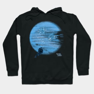 Scuba diver and shoal silver fish Hoodie